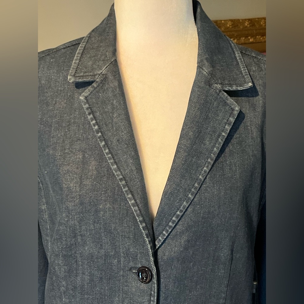 Talbots Vintage Dark Denim Women's Aberdeen Blazer Cotton Spandex 3/4 Sleeves 10 - Picture 4 of 16